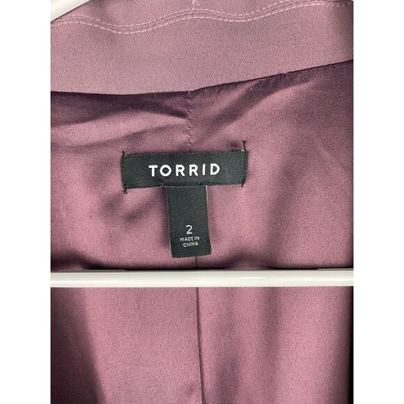Torrid Muave Purple Longline Drape Front Blazer Plus Size 2X One Button Business - Picture 3 of 14